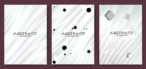 Set of gray abstract wave backgrounds. 