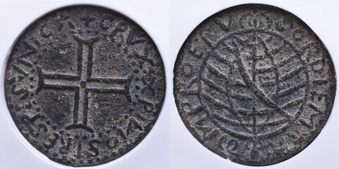Coin of Portuguese India from the reign of Manuel I King of Portugal. Century XVI