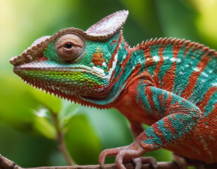 Obraz premium symbol of innovation. Chameleon in maker art style