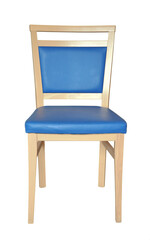 Front view of wooden padded chair