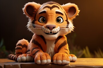 cartoon 3d baby tiger,ai generated