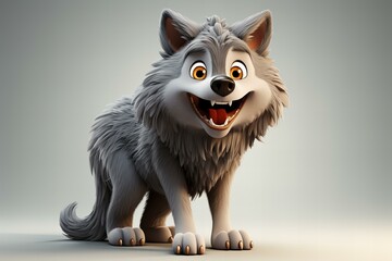 Fototapeta premium Cartoon 3d wolf,ai generated