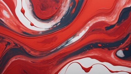 Fluid Art Texture Background, Vibrant Red Hues with Abstract Paint Mixing Effect.