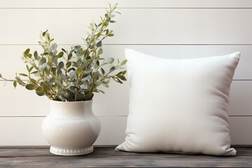 Comfortable empty white pillow mockup,ai generated