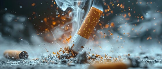 Igniting Health Hazards: The Minimalist Melody of Smoking. Concept Smoking Risks, Health Dangers, Minimalist Lifestyle, Harmful Habits, Wellness Awareness