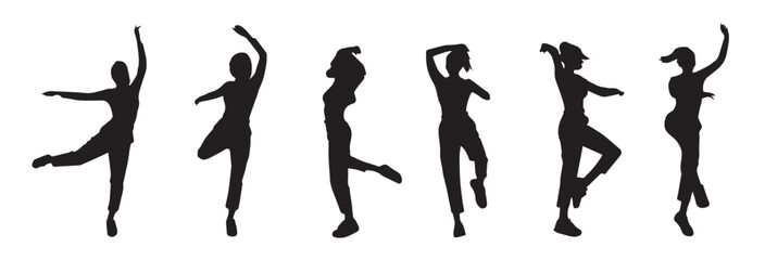 set of ballerinas. Ballet Dancing Silhouettes.