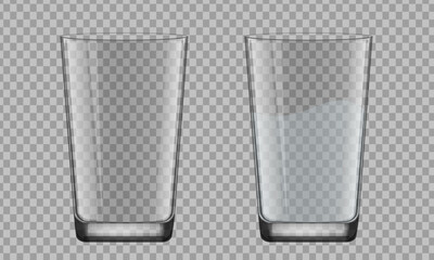 Empty glasses. Glass cup realistic. 