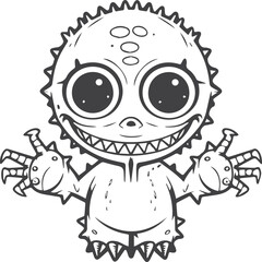 Creepy Cutie coloring pages. Creepy Cutie cartoon outline for coloring book