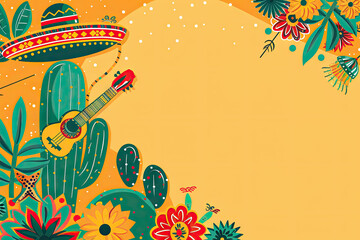 Obraz premium vector flat background for cinco de mayo celebration , copy space