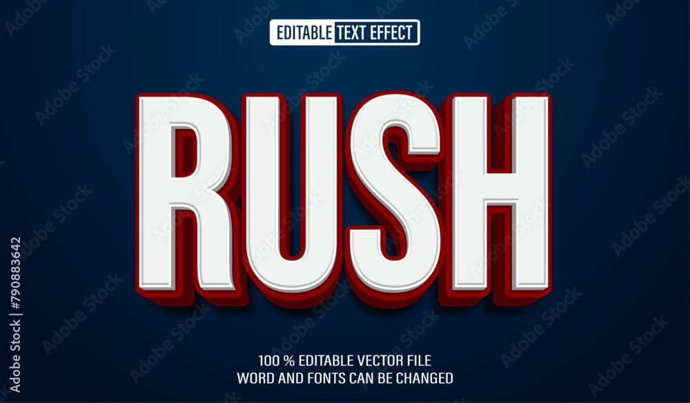 Poster editable 3d text style effect - rush bold text effect template