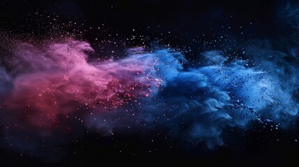 Cosmic burst of vibrant powder colors illuminating the darkness with dynamic energy