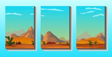 Wall art, natural abstract contemporary aesthetic minimalist background landscape with desert mountains in day time, minimalist art print design