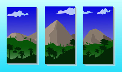 Wall art vector abstract background design tropical mountain landscape and snow alpine mountain landscape 