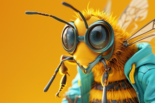 fashionable a yellow animal bee 3d style