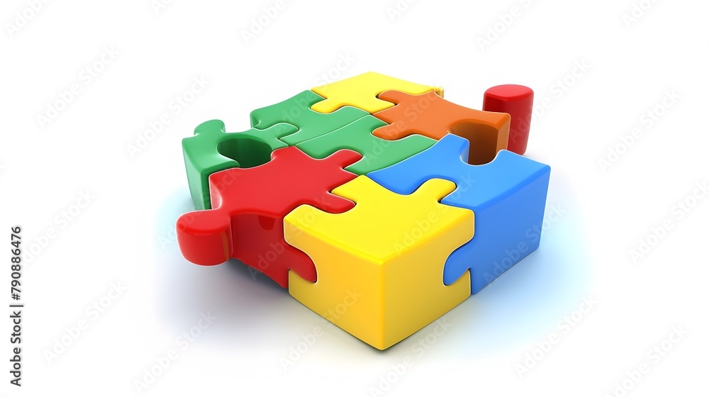Poster vibrant 3d puzzle piece icon symbolizing connectivity and problem-solving