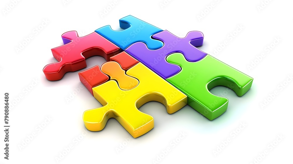 Poster vibrant 3d puzzle pieces symbolizing connectivity and problem-solving