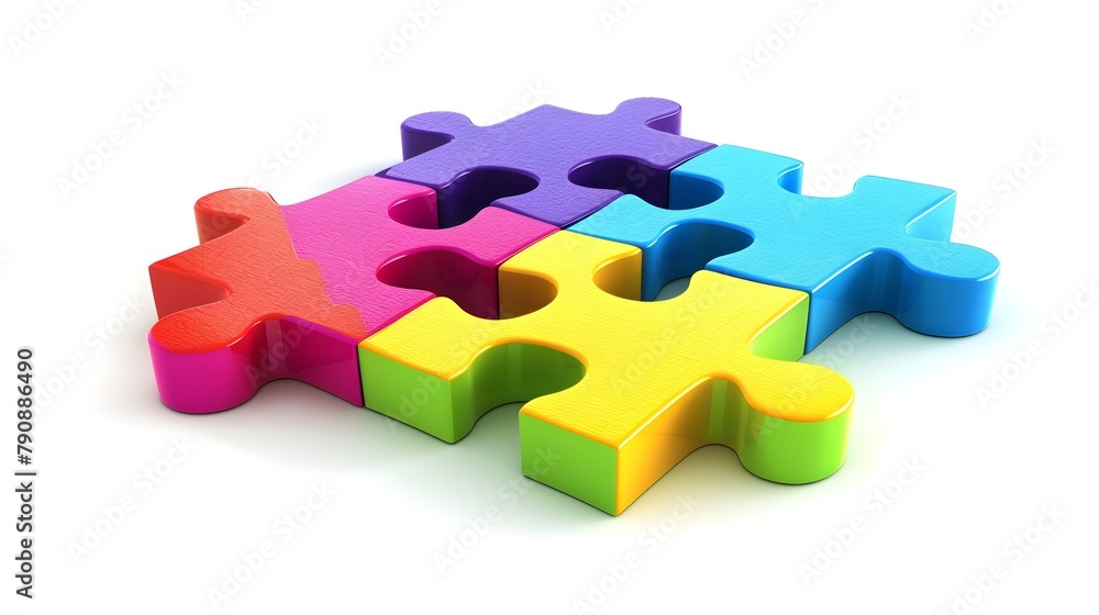 Poster vibrant 3d puzzle pieces symbolizing connectivity and problem-solving