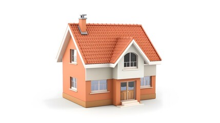 Detailed 3D Icon of a Residential House Representing the Real Estate and Home Ownership