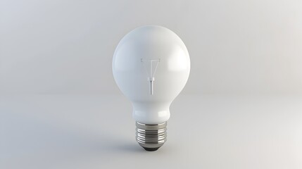 Glowing 3D Light Bulb Icon Representing Ideas,Innovation,and Creativity on White Background