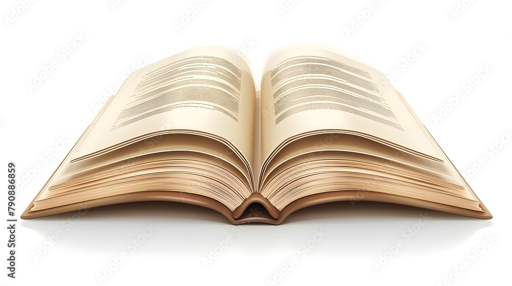 Poster open 3d book icon representing learning and knowledge on clean white background