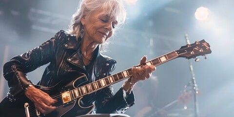 Spirited Grandmother Shreds Electric Guitar on Stage Captivating the Audience with Her Passion and...