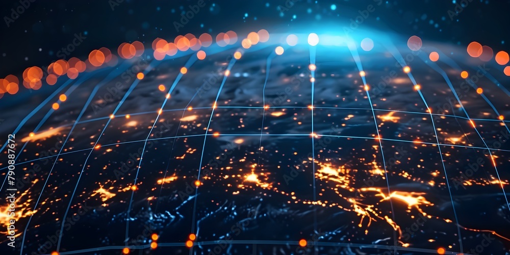 Poster global digital connectivity real time data streams powering worldwide cyber networks and technologic