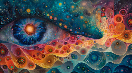 Wallpaper with abstract eye from cosmos. - obrazy, fototapety, plakaty