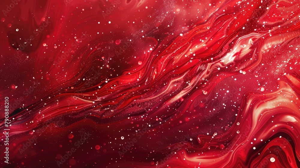 Poster shiny red backdrop with abstract splashes