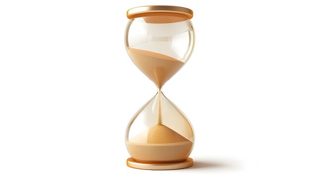 Detailed 3D Hourglass Icon with Flowing Sand Representing Time Management and Passing Moments