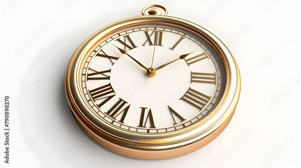 Poster elegant gold analog clock icon representing time management and punctuality