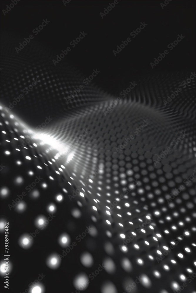 Poster abstract monochrome light pattern with dots and swirling movement