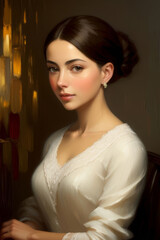 Artistic oil painting of a beautiful woman