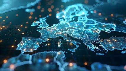 Tech Pulse of Western Europe: A Network Symphony. Concept Technology Trends, Innovation Ecosystem, Digital Transformation, Tech Startups, Networking Events