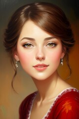 Fototapeta premium Oil painting of a beautiful woman