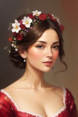 Naklejka premium Oil painting of a beautiful woman