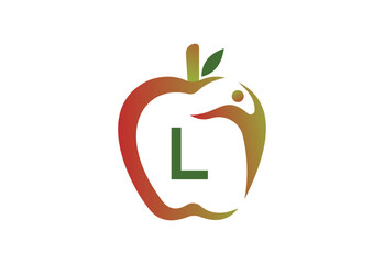 Apple Human with latter L logo template
