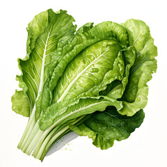 Fresh lettuce isolated on white background, a healthy vegetable.