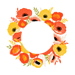Bright Abstract Flowers Frame Wreath - 790895802