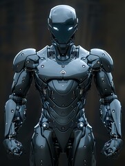 Naklejka premium Robot like bodybuilder from future, security bot, futuristic features