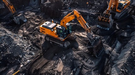 Fototapeta premium Autonomous Machinery Driving Futuristic Construction Progress in Smart City Development