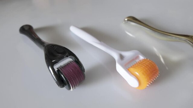 Derma roller for medical micro needling therapy. Tool also known as: Derma roller, mesoroller, meso-roller, mesopen.