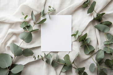 Mockup de carton d'invitation floral, inspiration naturelle simple pour un mariage ou un anniversaire - obrazy, fototapety, plakaty