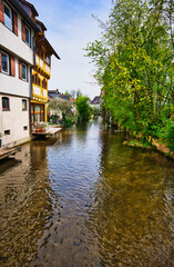 houses on the canal in Ulm's fish quarter (Germany)