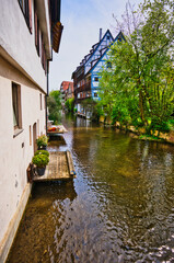 houses on the canal in Ulm's fish quarter (Germany)