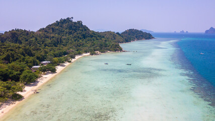 Aerial view of Koh Kradan, Trang Thailand.The untouched natural beauty of the beach,