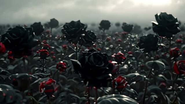 view of black rose fields. 4k video