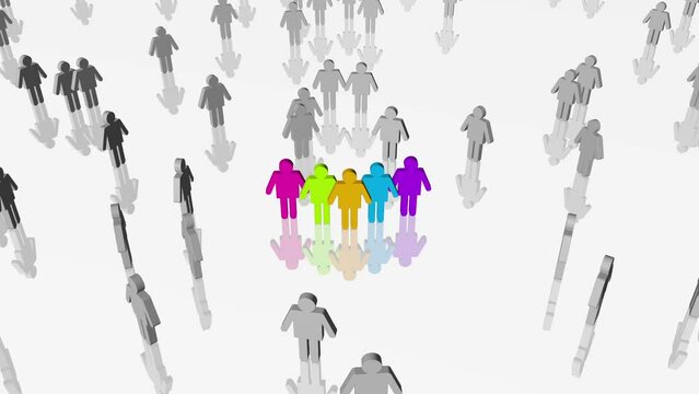 in einer Menge Menschen wird ein Team aus besonderen Personen fokussiert - Teamwork