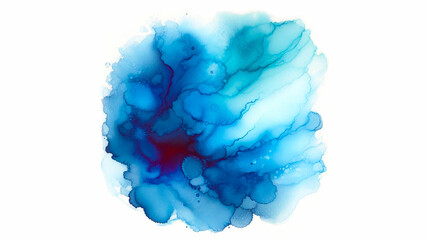 Obraz premium Blue brush strokes and spots in watercolor, isolated on a transparent background