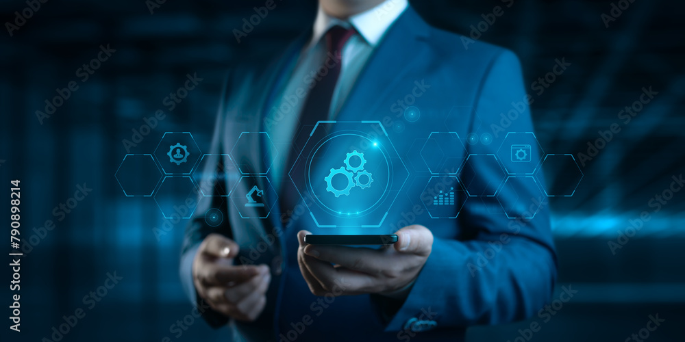 Poster automation software technology process system business concept