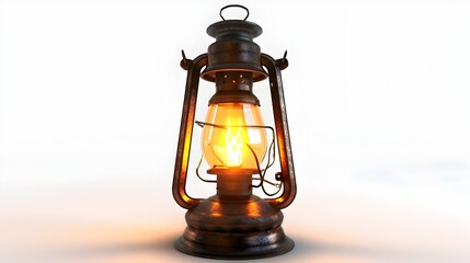 Vintage Lantern Icon Glowing with Warm Light,Symbolizing Historical and Guidance